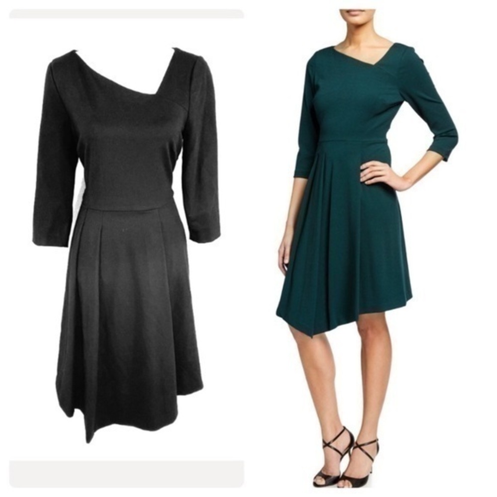 Donna Karan Black Asymmetrical 3/4 Sleeve dress